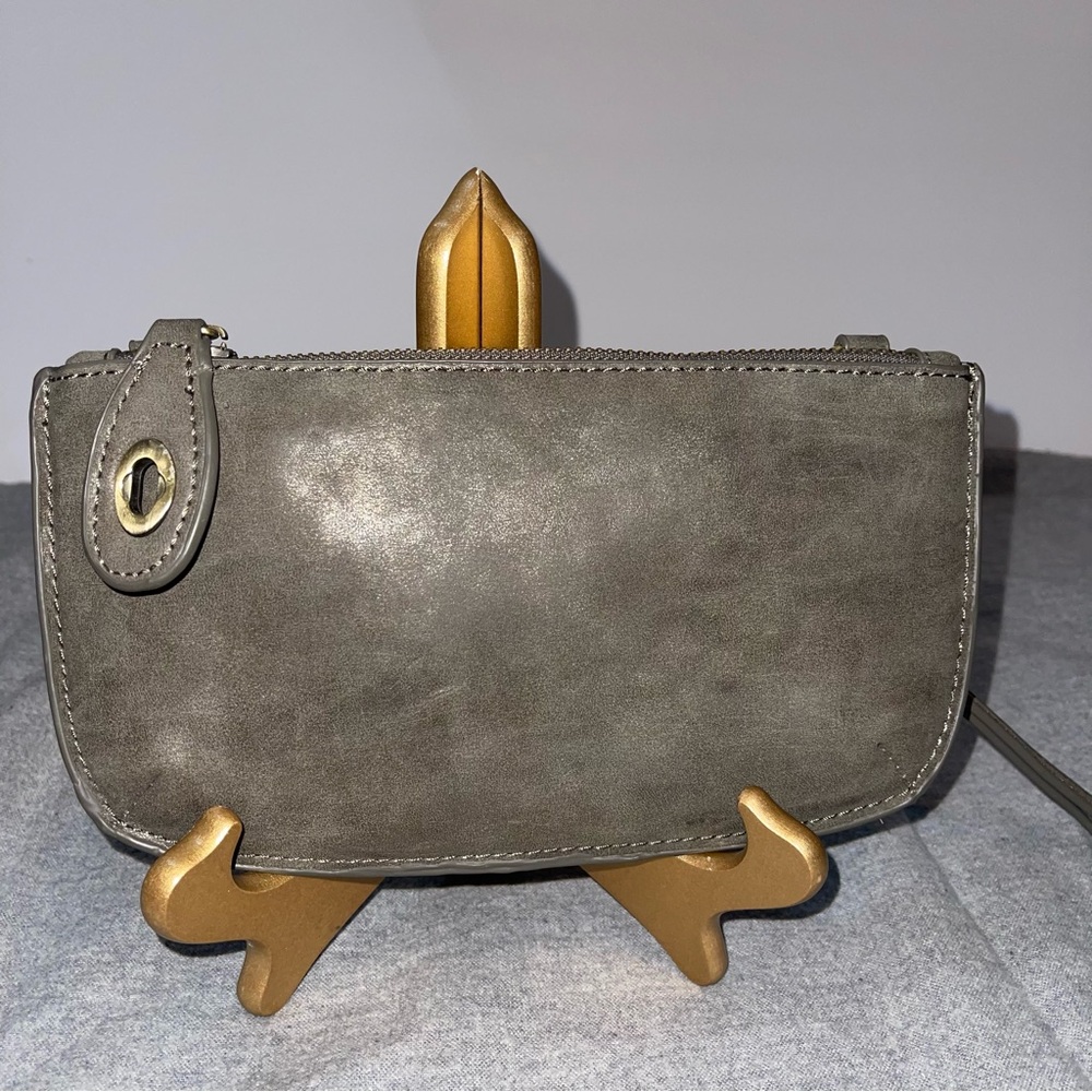 “SUSAN JOY” Elegant Greenish Gray Clutch Wristlet Crossbody Bag NWT